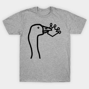 Portrait of a Goose Stealing a Crown Minimal Line Drawing T-Shirt